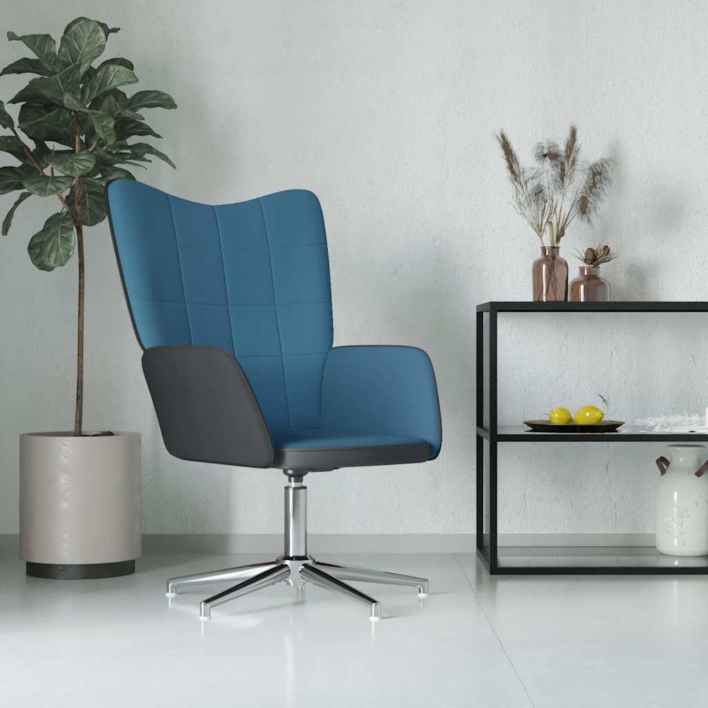 Πολυθρόνα Relax Μπλε από Βελούδο και PVC