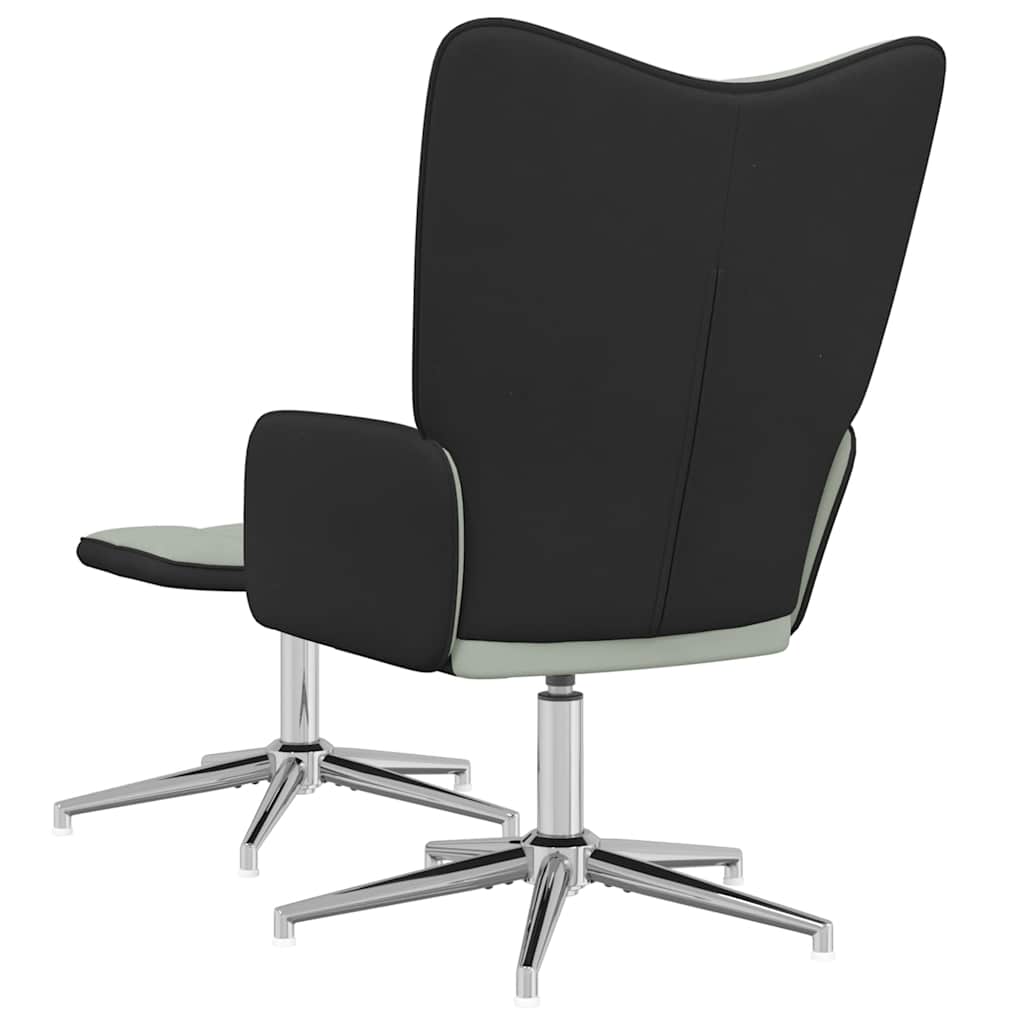 Πολυθρόνα Relax Ανοιχτό Γκρι από Βελούδο και PVC με Σκαμπό