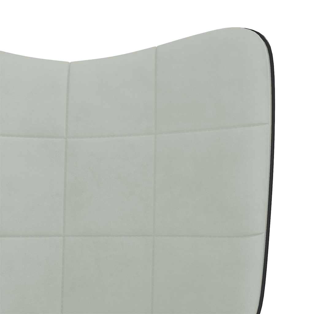 Πολυθρόνα Relax Ανοιχτό Γκρι από Βελούδο και PVC με Σκαμπό