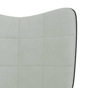 Πολυθρόνα Relax Ανοιχτό Γκρι από Βελούδο και PVC με Σκαμπό