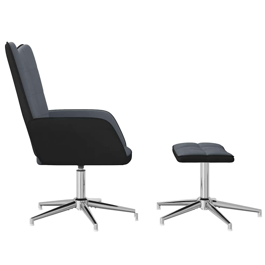 Πολυθρόνα Relax Σκούρο Γκρι από Βελούδο και PVC με Σκαμπό - Pakobazaar