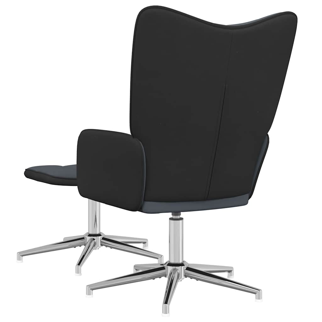 Πολυθρόνα Relax Σκούρο Γκρι από Βελούδο και PVC με Σκαμπό - Pakobazaar
