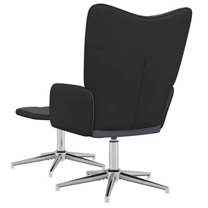 Πολυθρόνα Relax Σκούρο Γκρι από Βελούδο και PVC με Σκαμπό - Pakobazaar