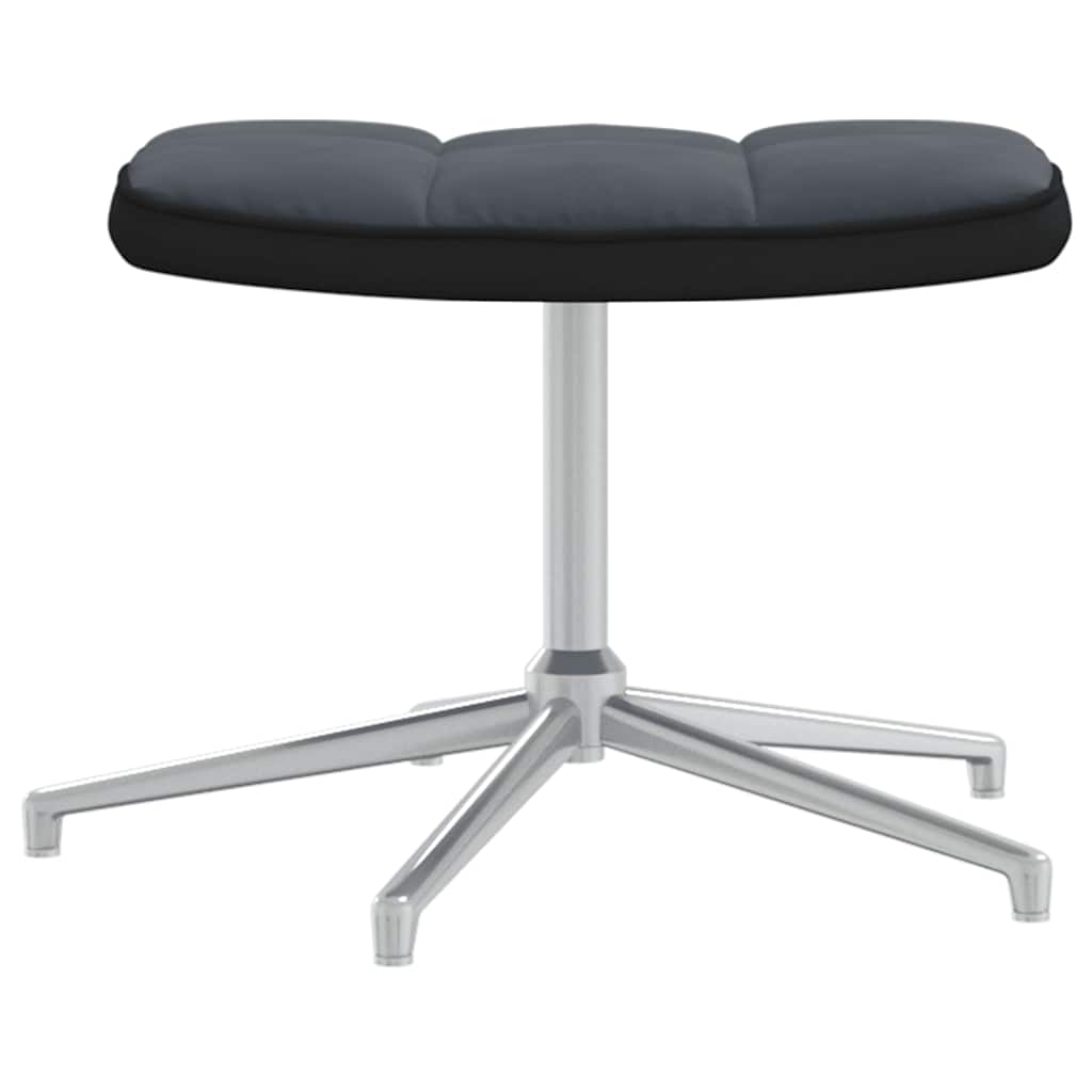 Πολυθρόνα Relax Σκούρο Γκρι από Βελούδο και PVC με Σκαμπό - Pakobazaar