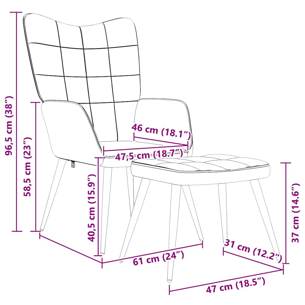 Πολυθρόνα Relax Μπλε Υφασμάτινη με Σκαμπό