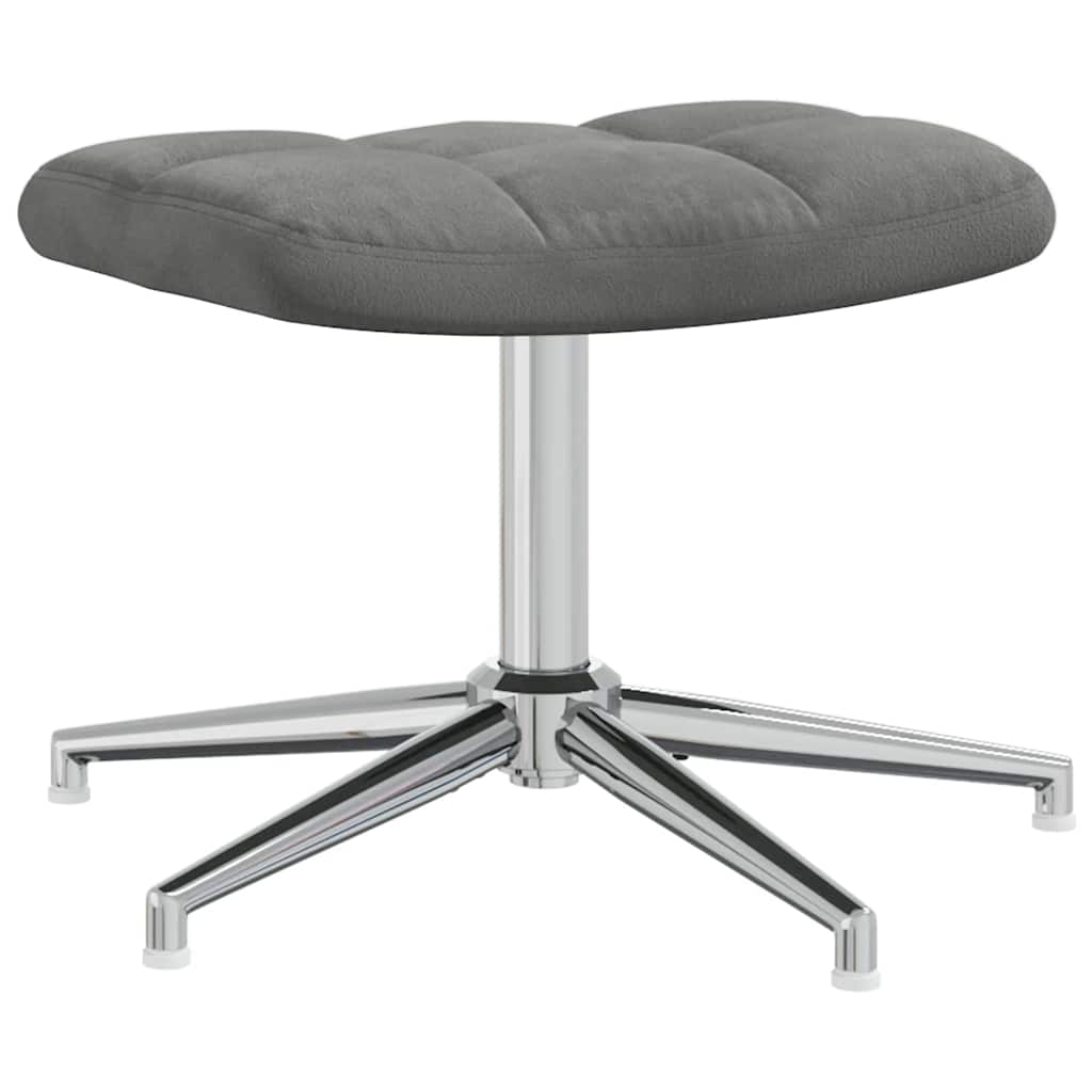 Πολυθρόνα Relax Σκούρο Γκρι Βελούδινη με Σκαμπό