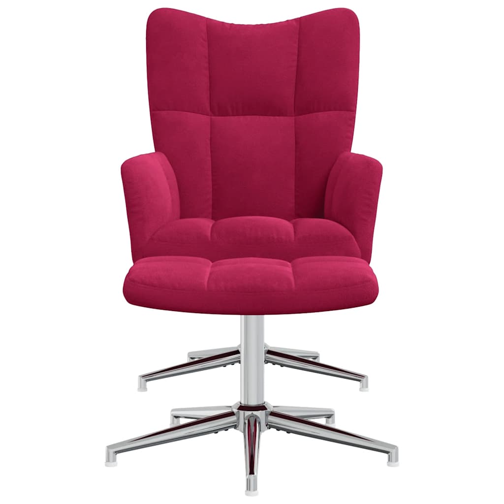 Πολυθρόνα Relax Μπορντό Βελούδινη με Σκαμπό