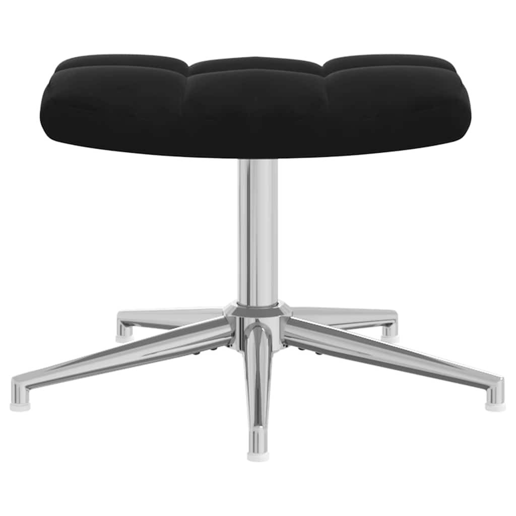 Πολυθρόνα Relax Μαύρη Βελούδινη με Σκαμπό