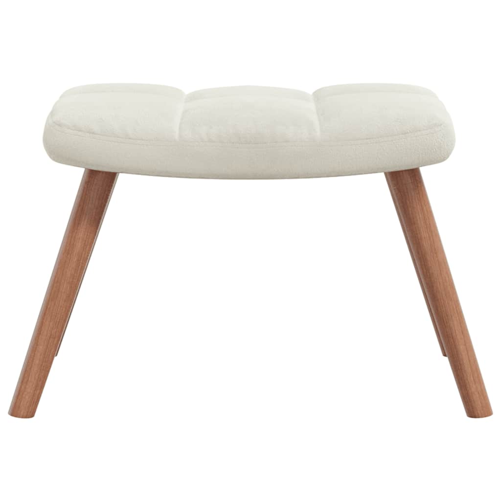 Πολυθρόνα Κουνιστή Λευκό Κρεμ Βελούδινη με Σκαμπό