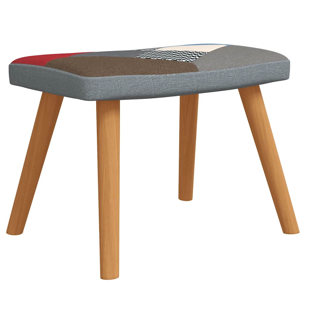 Πολυθρόνα Κουνιστή Σχέδιο Patchwork Υφασμάτινη με Σκαμπό - Pakobazaar