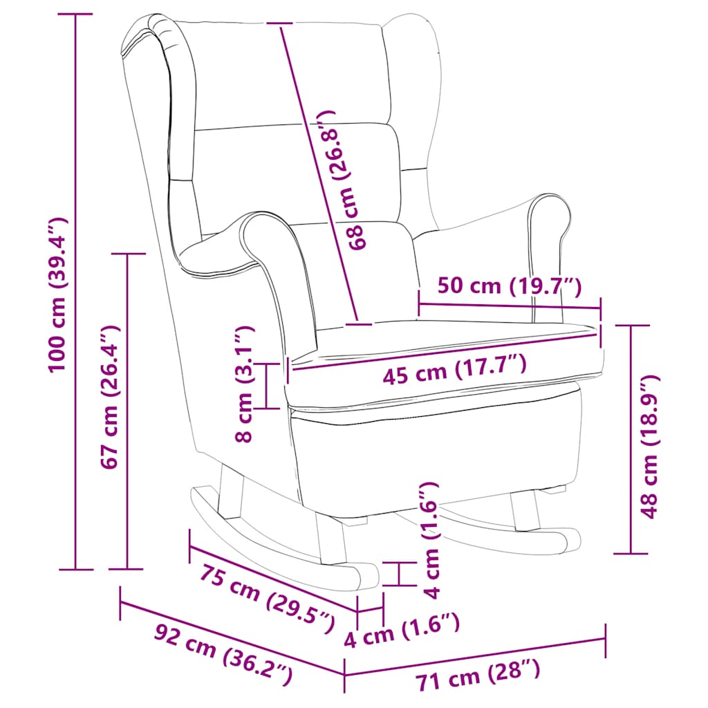Κουνιστή Πολυθρόνα με Πλάτη και Ράβδο Ροζ Βελούδο Μασίφ Ξύλο - Pakobazaar