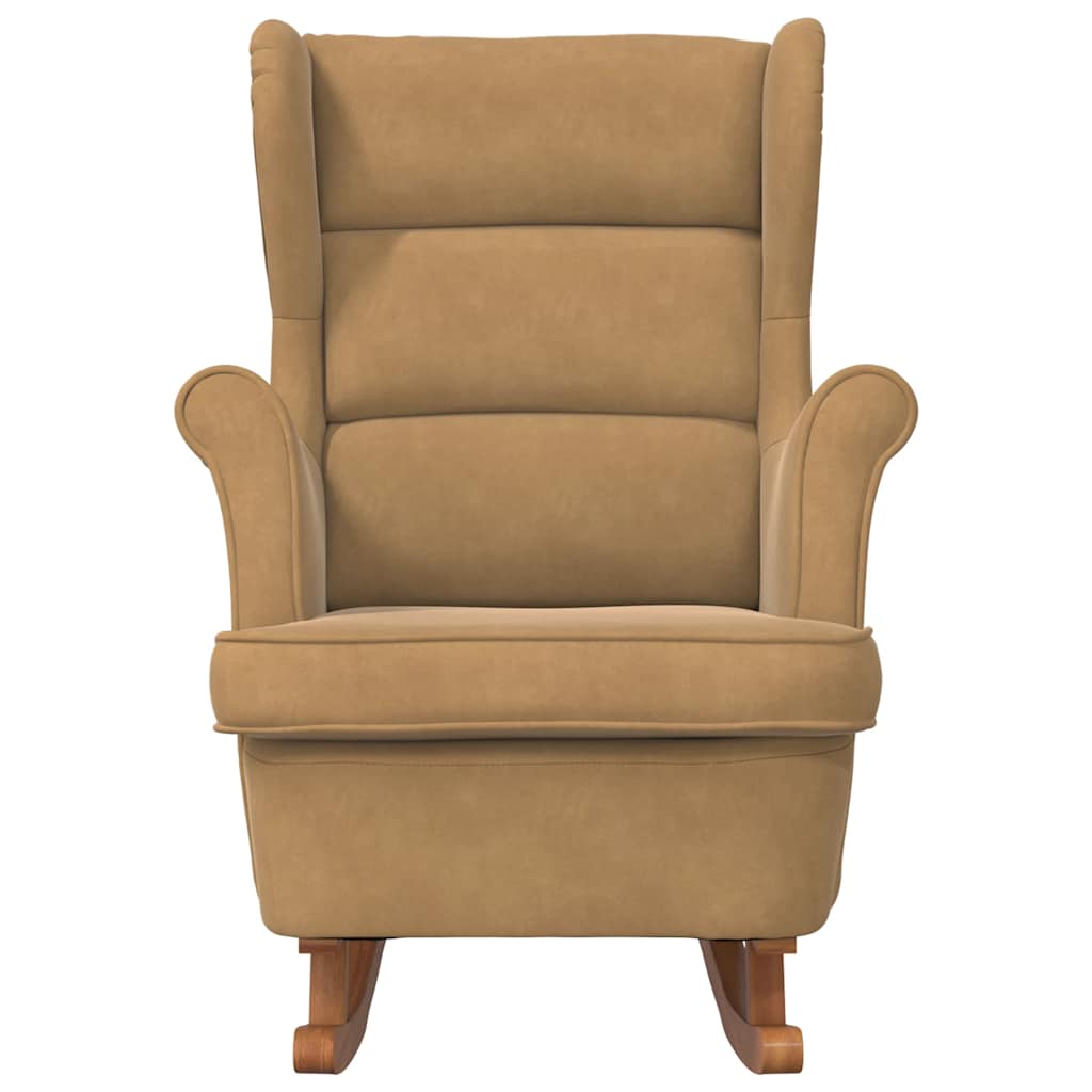 Κουνιστή Πολυθρόνα με Πλάτη και Κάσα από Βελούδο σε Καφέ Χρώμα - Pakobazaar