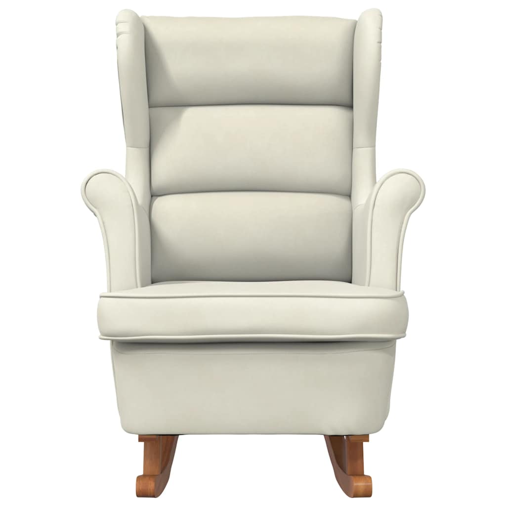 Κουνιστή Πολυθρόνα με Πλάτη από Βελούδο σε Κρεμ χρώμα