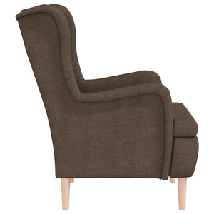 Πολυθρόνα Καφέ Υφασμάτινη με Πόδια από Μασίφ Καουτσούκ/Ξύλο
