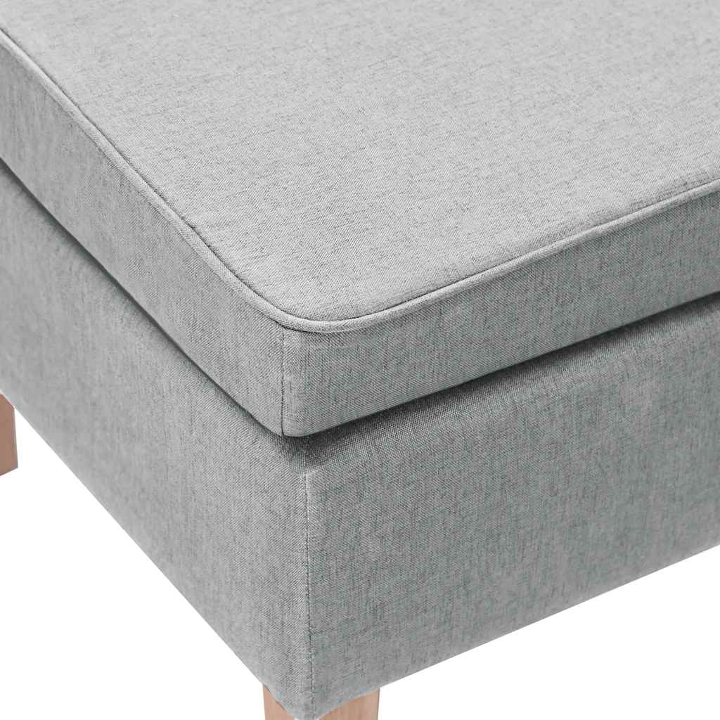 Σκαμπό Ανοιχτό Γκρι Υφασμάτινο με Ξύλινα Πόδια