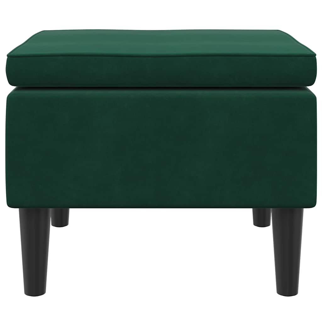 Σκαμπό με Ξύλινα Πόδια Σκούρο Πράσινο Βελούδινο