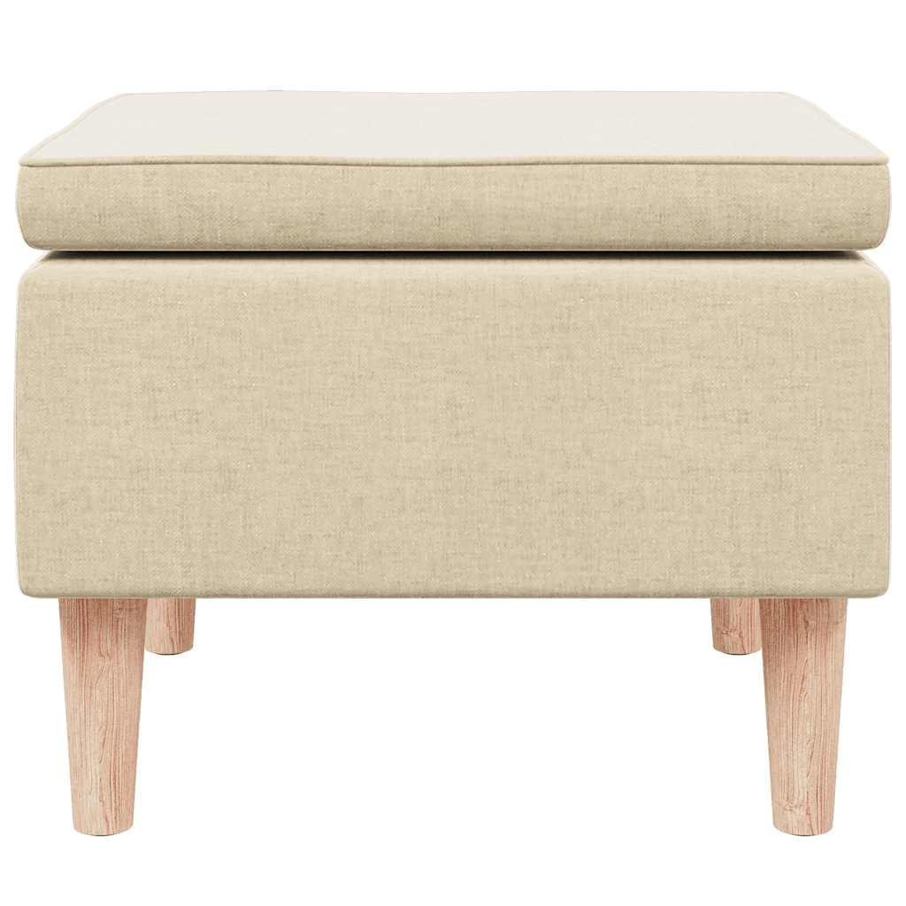 Σκαμπό Κρεμ Υφασμάτινο με Ξύλινα Πόδια