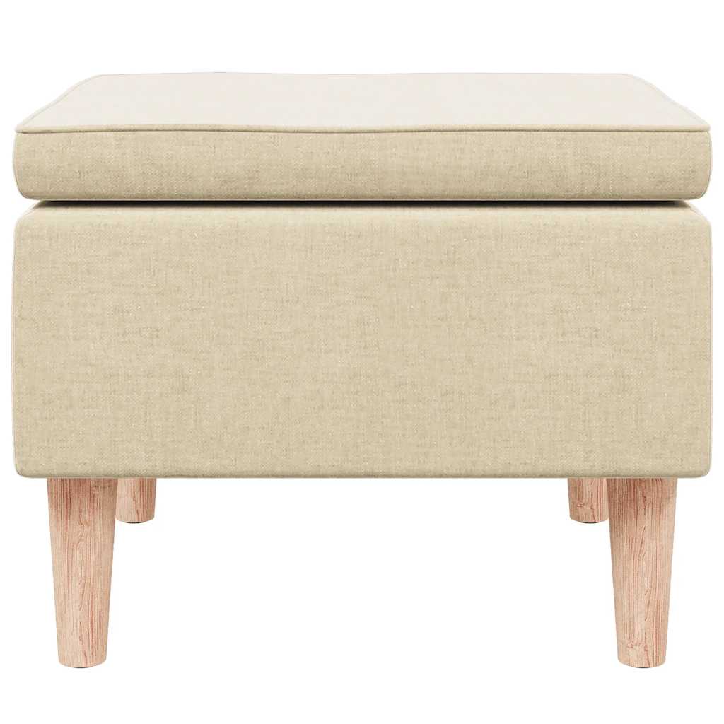 Σκαμπό Κρεμ Υφασμάτινο με Ξύλινα Πόδια