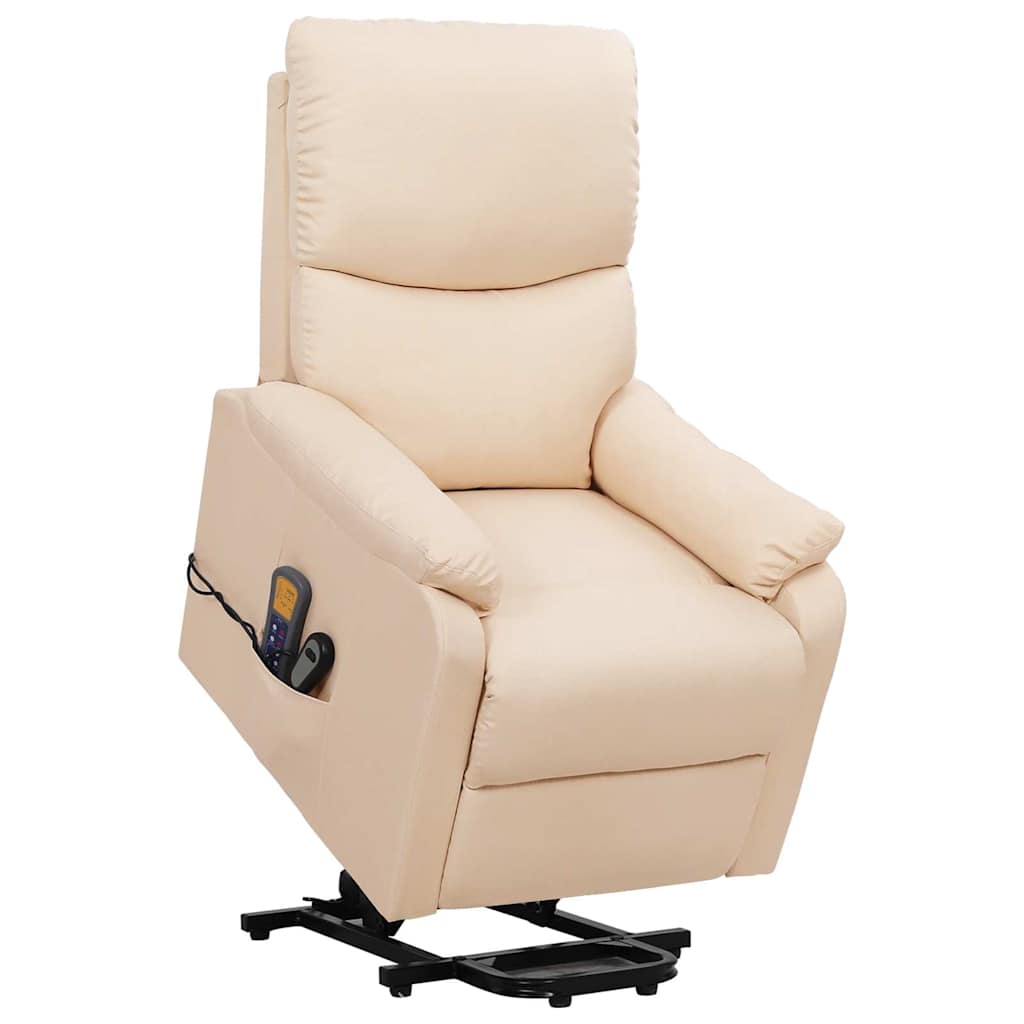 Πολυθρόνα Μασάζ με Ανύψωση Κρεμ Υφασμάτινη