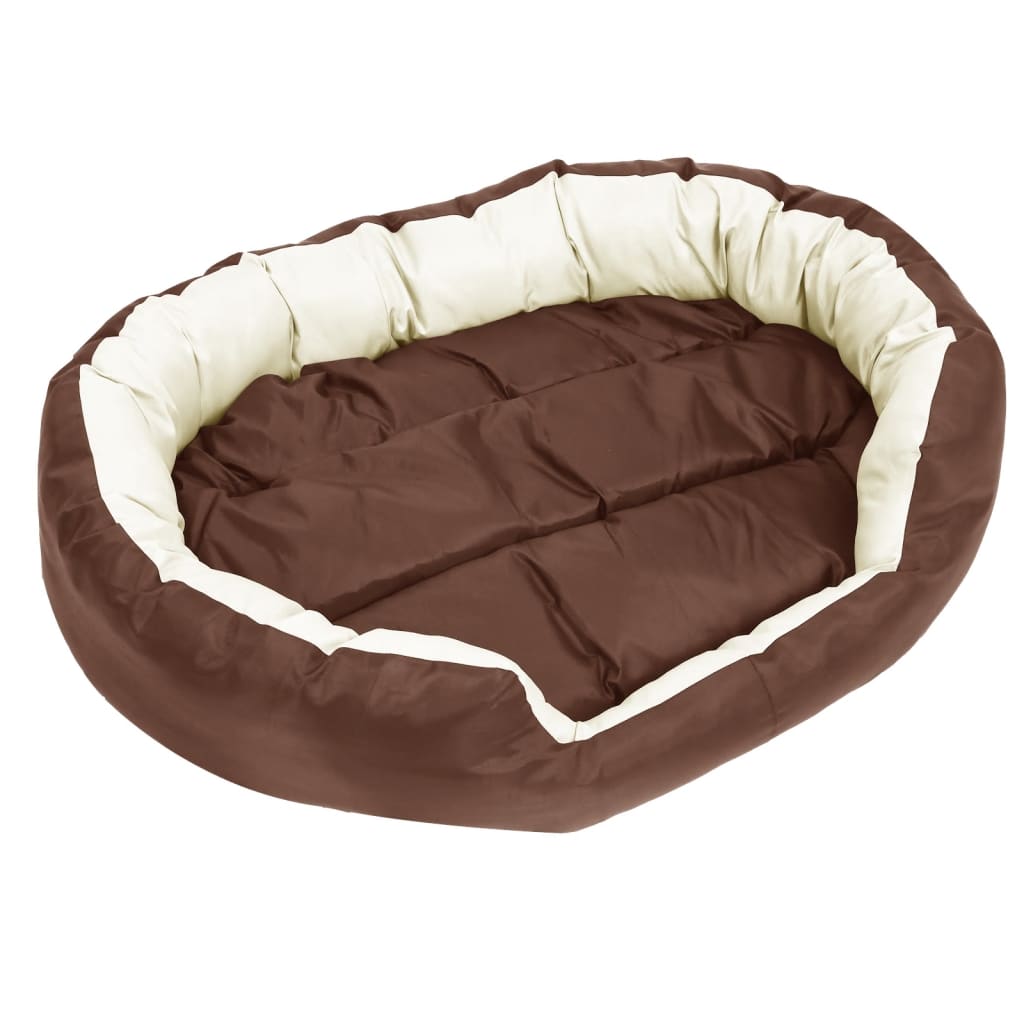 Μαξιλάρι Σκύλου Αναστρέψιμο & Πλενόμενο Καφέ/Κρεμ 110x80x23 εκ.