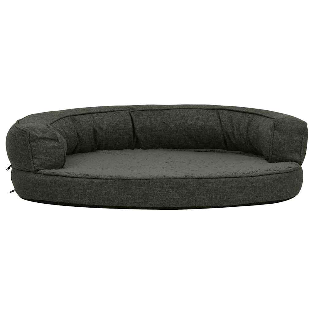 Εργονομικό Στρώμα για Σκύλους Σκ. Γκρι 75x53 εκ. Όψη Λινού Φλις