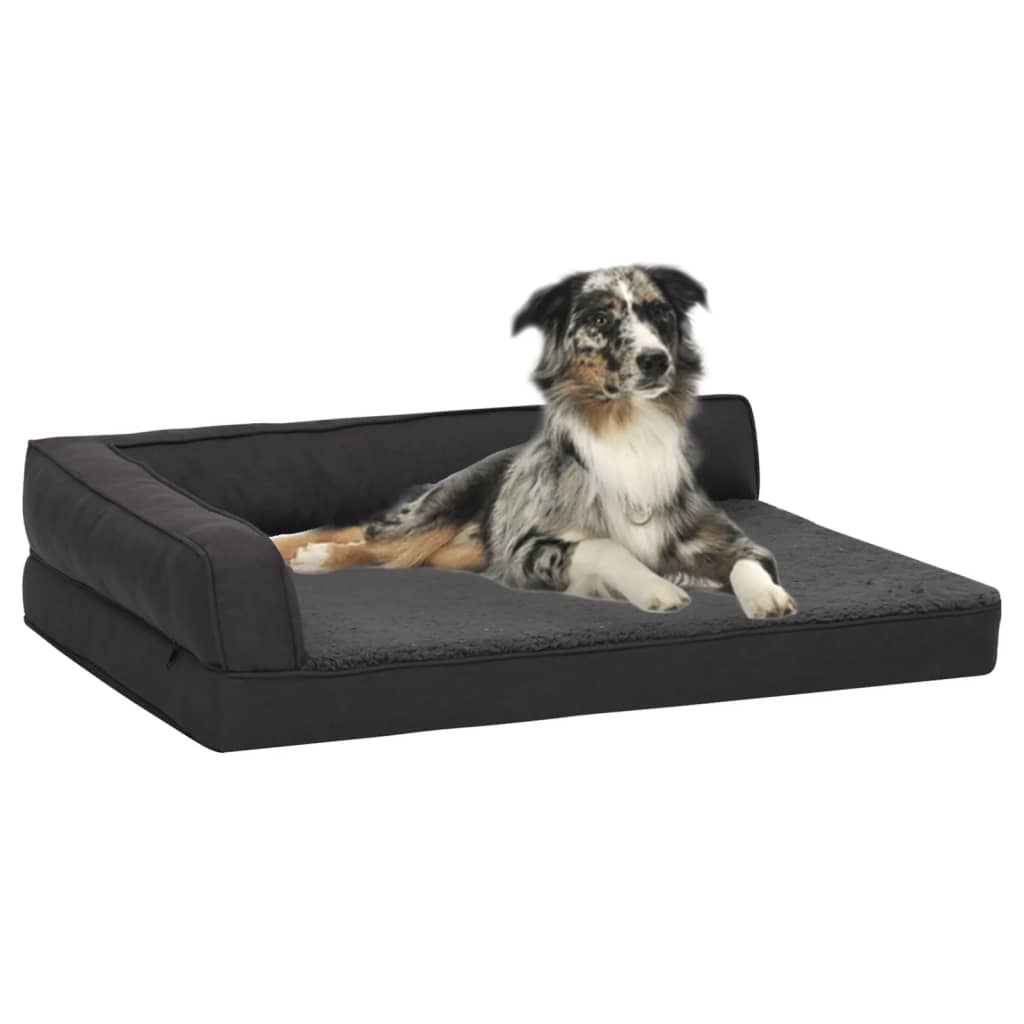 Εργονομικό Στρώμα για Σκύλους Μαύρο 75 x 53 εκ. Όψη Λινού Φλις