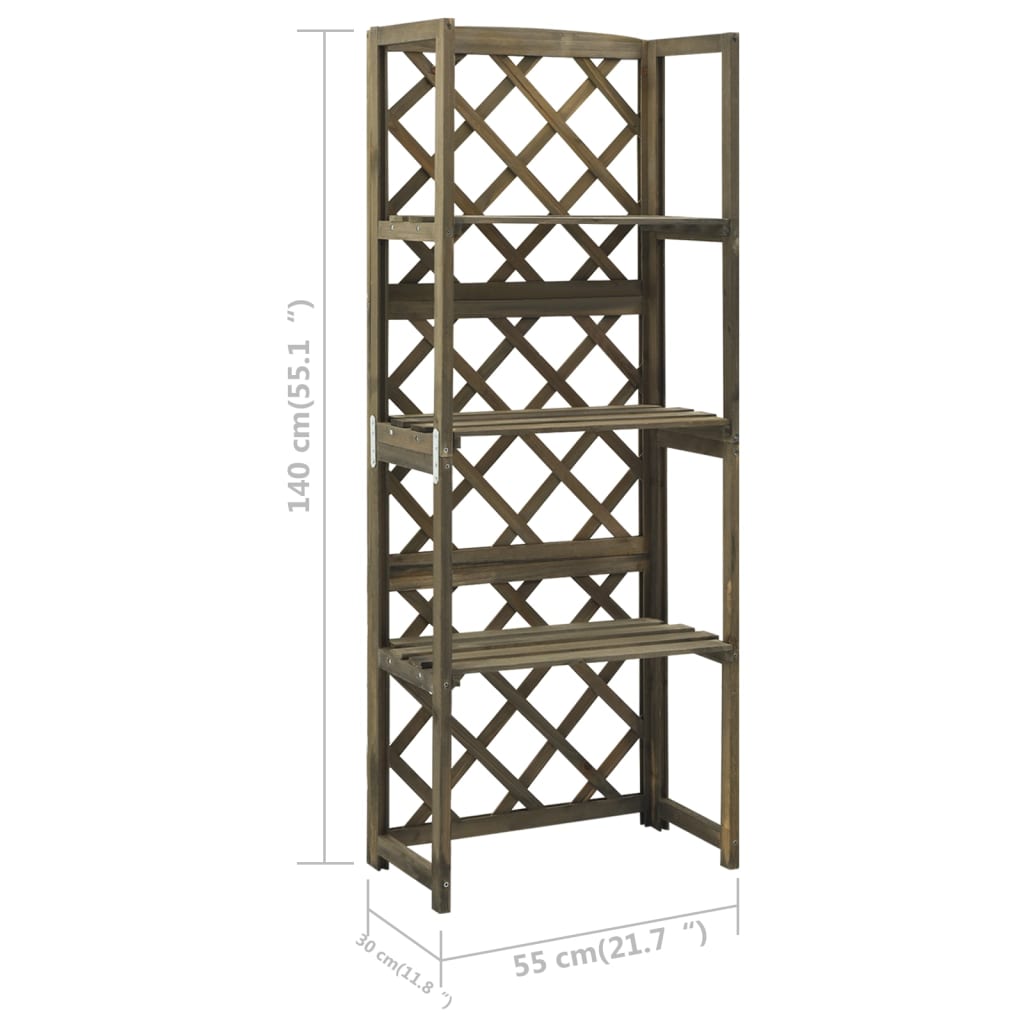 Καφασωτό με Ράφια Γκρι 55 x 30 x 140 εκ. από Μασίφ Ξύλο Ελάτης