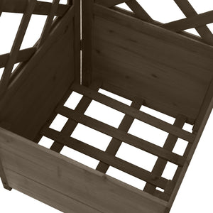 Γλάστρα Γωνιακή με Καφασωτό Γκρι 40 x 40 x 150 εκ. Ξύλο Ελάτης