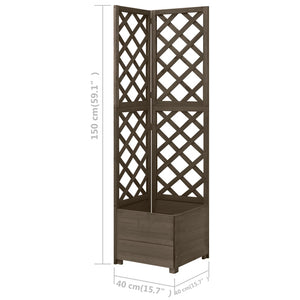 Γλάστρα Γωνιακή με Καφασωτό Γκρι 40 x 40 x 150 εκ. Ξύλο Ελάτης