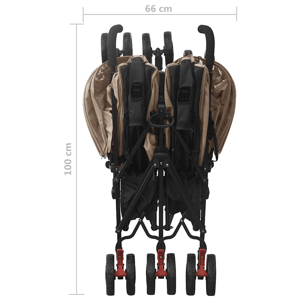 Καρότσι Διδύμων Taupe Ατσάλινο - Pakobazaar