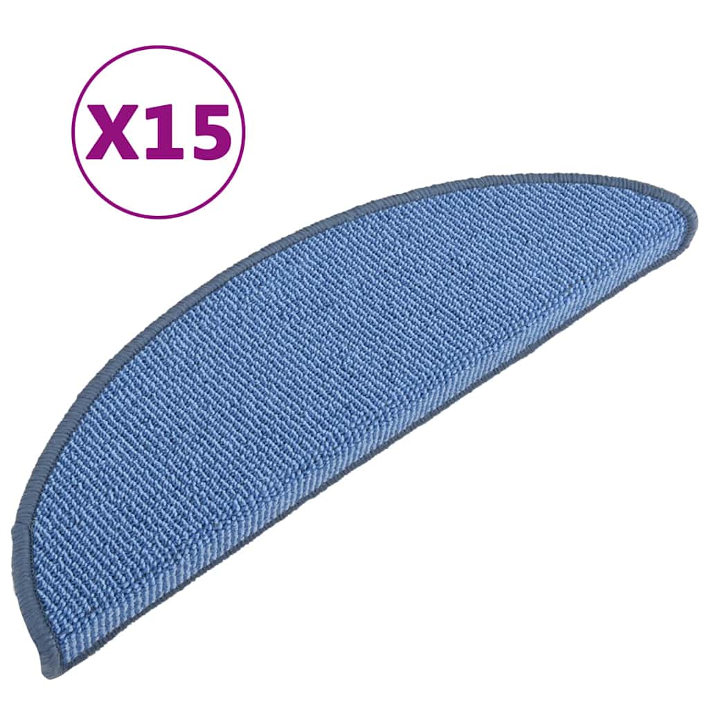Πατάκια Σκάλας Μοκέτα 15 τεμ. Μπλε 56 x 17 x 3 εκ.