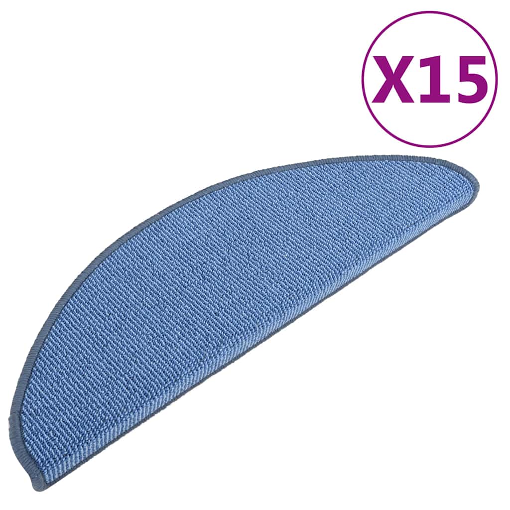 Πατάκια Σκάλας Μοκέτα 15 τεμ. Μπλε 65 x 21 x 4 εκ.