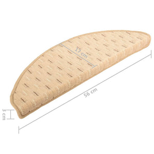 Πατάκια Σκάλας Μοκέτα 15 τεμ. Κρεμ 56x17x3 εκ.