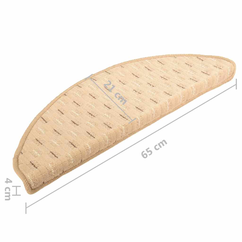 Πατάκια Σκάλας Μοκέτα 15 τεμ. Κρεμ 65x21x4 εκ.
