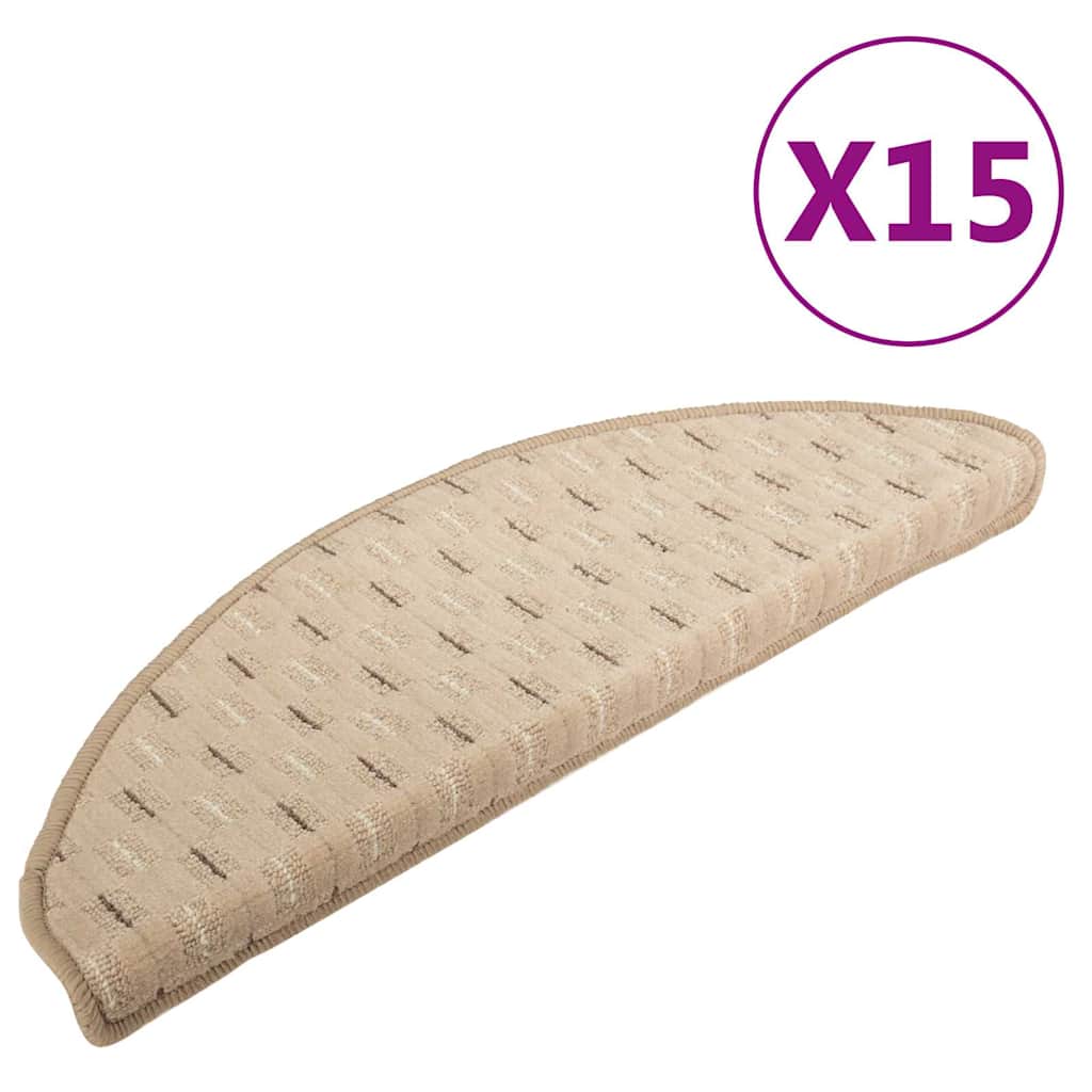 Πατάκια Σκάλας Μοκέτα 15 τεμ. Χρώμα Taupe 65x21x4 εκ.