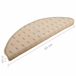 Πατάκια Σκάλας Μοκέτα 15 τεμ. Χρώμα Taupe 65x21x4 εκ.