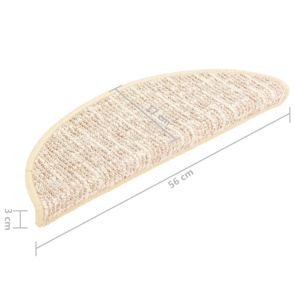 Πατάκια Σκάλας Μοκέτα 15 τεμ. Κρεμ 56x17x3 εκ.