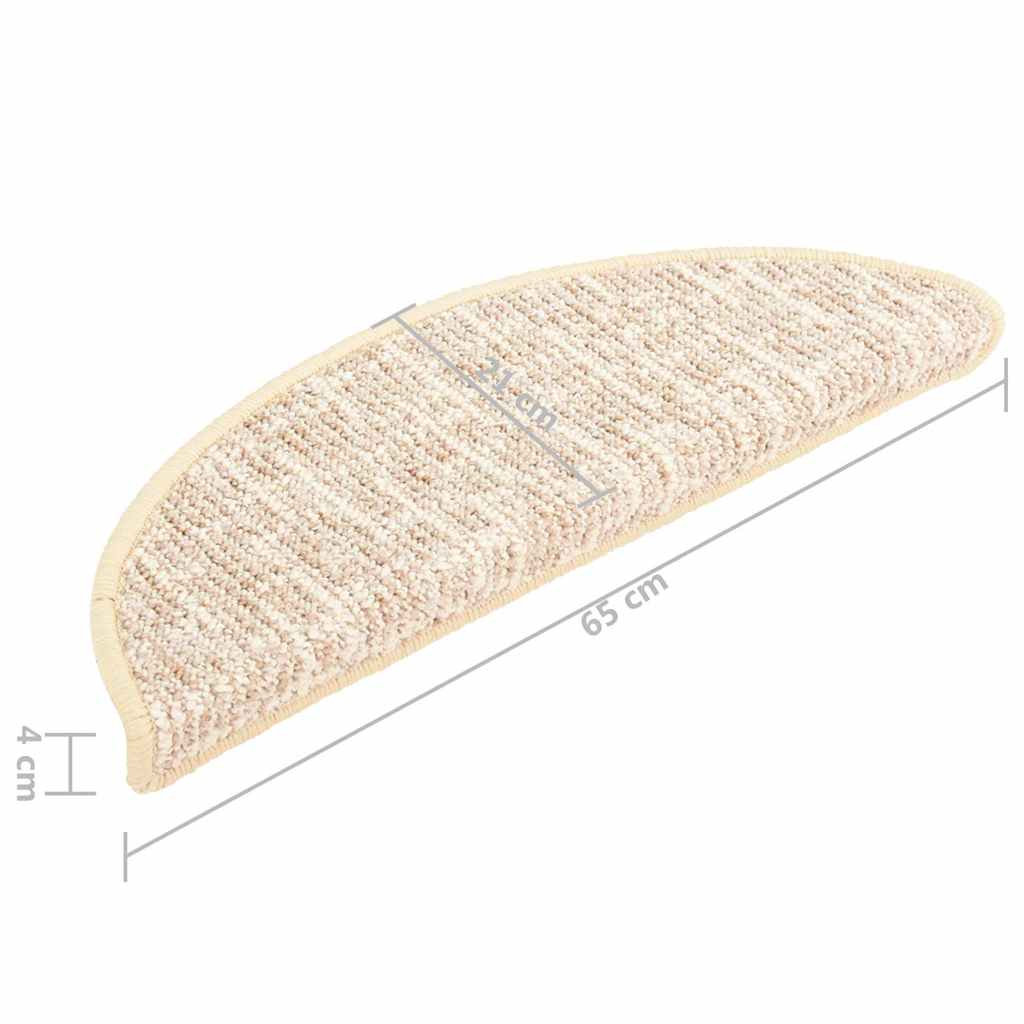 Πατάκια Σκάλας Μοκέτα 15 τεμ. Κρεμ 65x21x4 εκ.