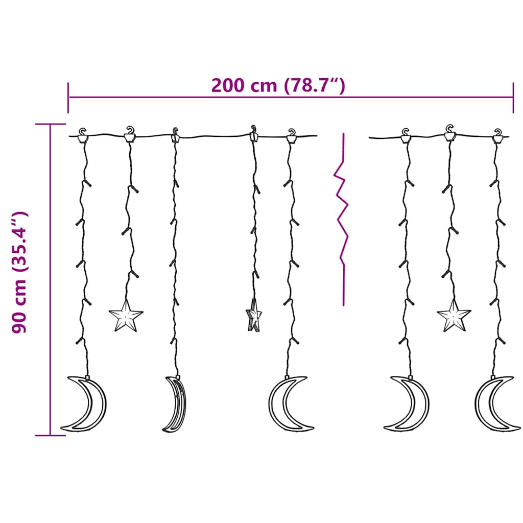 Λαμπάκια σε Σχήμα Αστέρι & Φεγγάρι Μπλε Χειριστ. 138 LED
