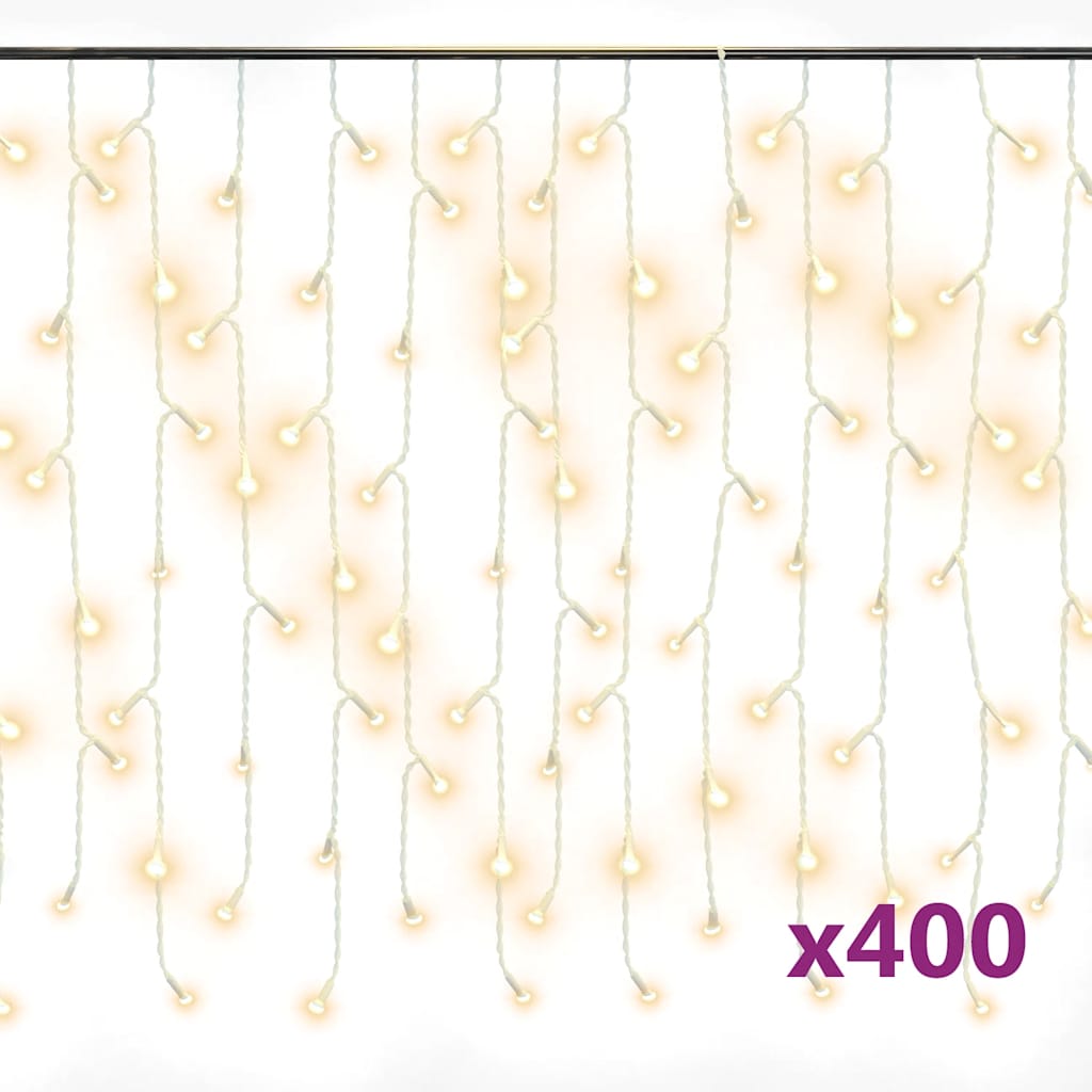 Κουρτίνα LED Φωτάκια Σταλακτίτες 10μ 400LED Θερμ. Λευκό 8 Λειτ.