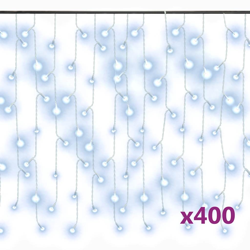 Κουρτίνα LED Φωτάκια Σταλακτίτες 10μ 400LED Ψυχρό Λευκό 8 Λειτ.