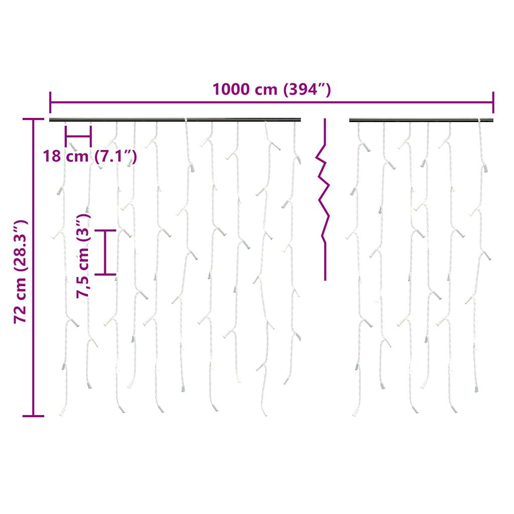 Κουρτίνα LED Φωτάκια Σταλακτίτες 10 μ. 400 LED Μπλε 8 Λειτ.