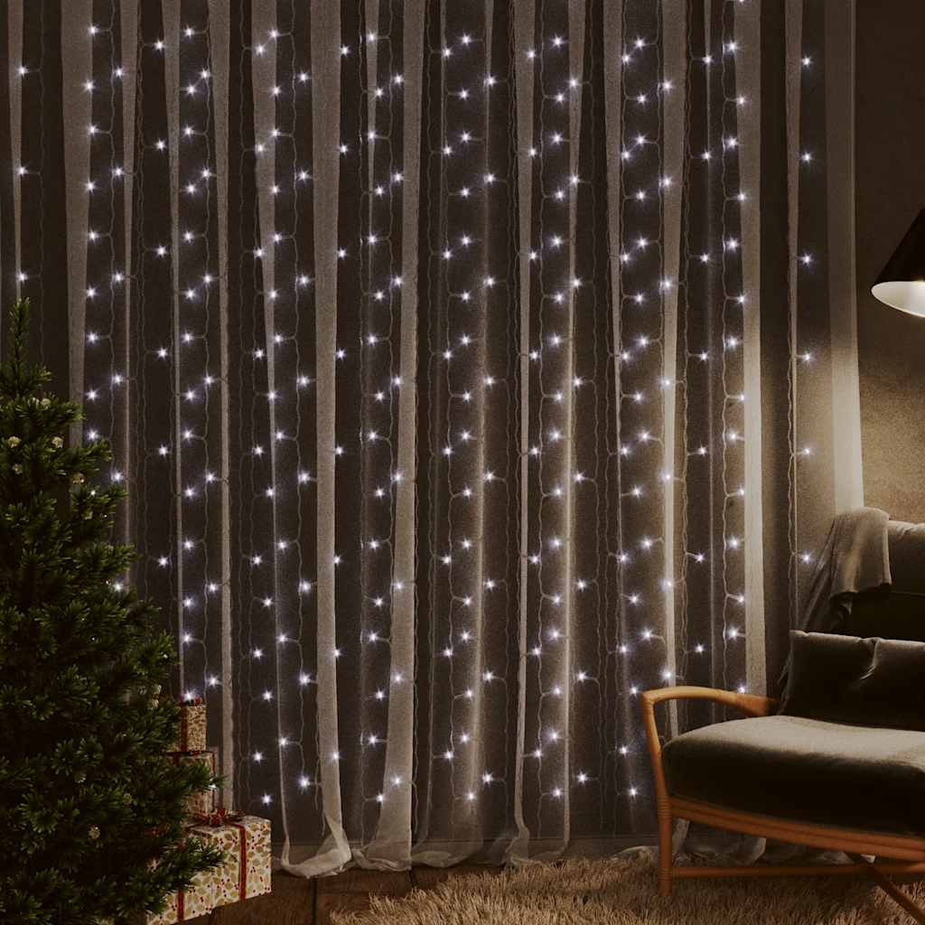Κουρτίνα LED Φωτάκια 300 LED Ψυχρό Λευκό 3 x 3 μ. 8 Λειτουργίες - Pakobazaar