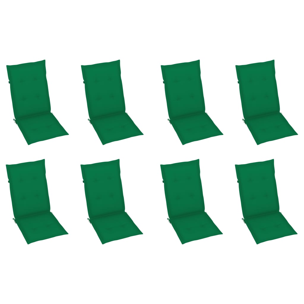 Καρέκλες Κήπου Ανακλινόμενες 8 τεμ. Μασίφ Ξύλο Teak & Μαξιλάρια - PAKOBAZAAR