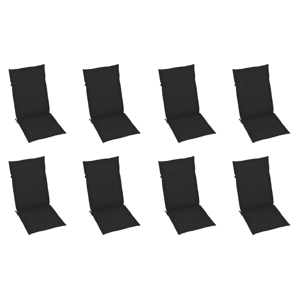 Καρέκλες Κήπου Ανακλινόμενες 8 τεμ. Μασίφ Ξύλο Teak & Μαξιλάρια - PAKOBAZAAR