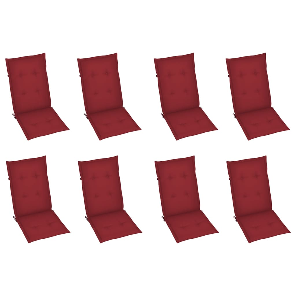 Καρέκλες Κήπου Ανακλινόμενες 8 τεμ. Μασίφ Ξύλο Teak & Μαξιλάρια - PAKOBAZAAR