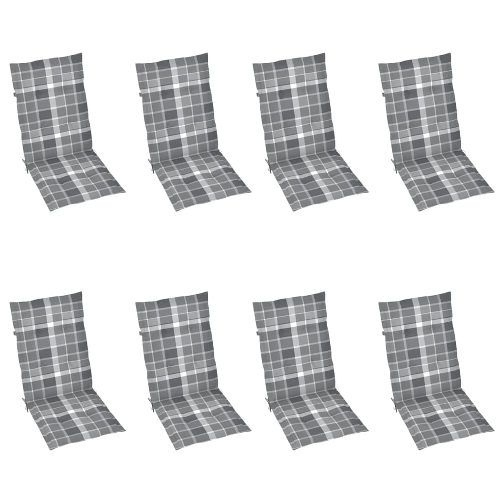 Καρέκλες Κήπου Ανακλινόμενες 8 τεμ. Μασίφ Ξύλο Teak & Μαξιλάρια - PAKOBAZAAR