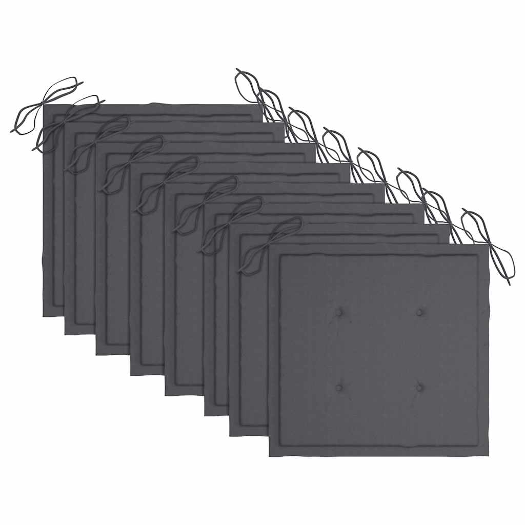 Καρέκλες Κήπου Στοιβαζόμενες 8 τεμ. Μασίφ Ξύλο Teak & Μαξιλάρια - PAKOBAZAAR