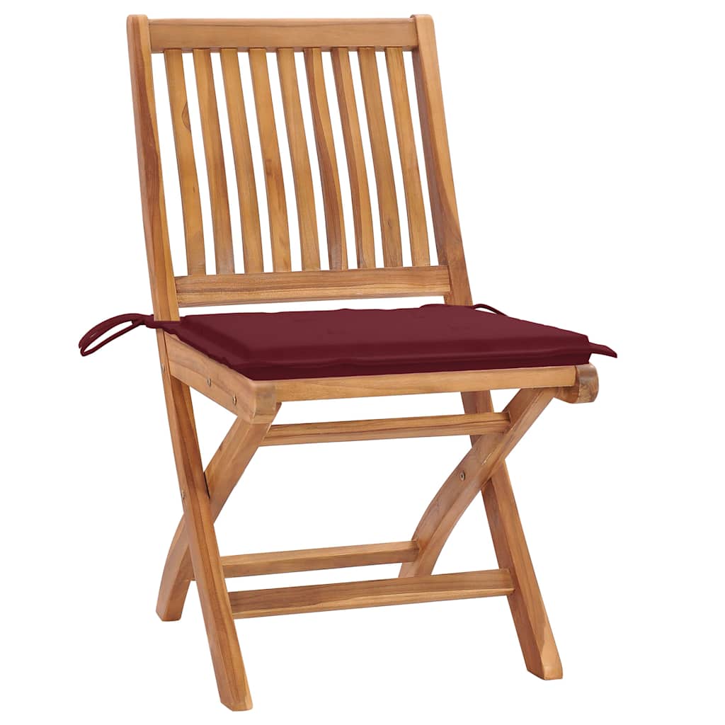 Καρέκλες Κήπου Πτυσσόμενες 6 τεμ. Μασίφ Ξύλο Teak με Μαξιλάρια - Pakobazaar