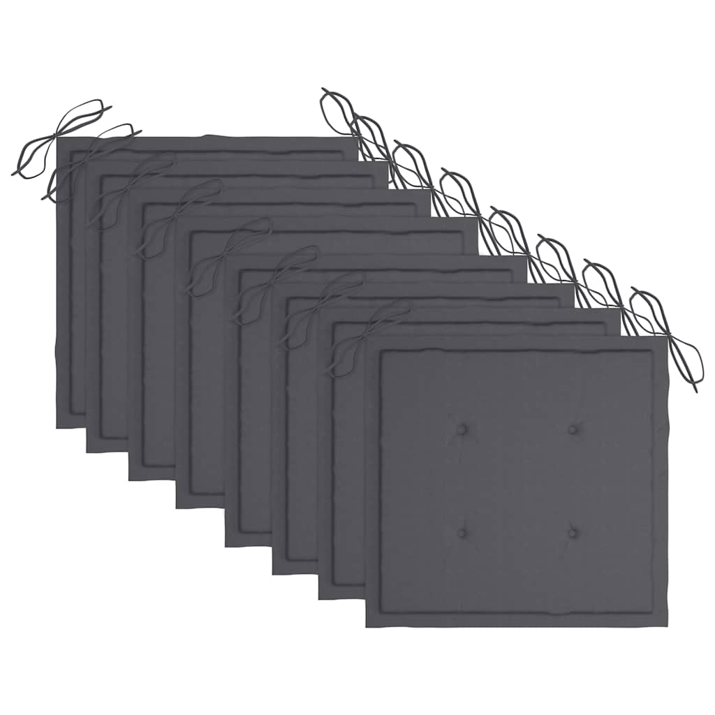 Καρέκλες Κήπου Πτυσσόμενες 8 τεμ. Μασίφ Ξύλο Teak με Μαξιλάρια - PAKOBAZAAR